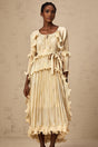 Lacey Midi Dress - Ruffled Detailing & Wavy Pattern