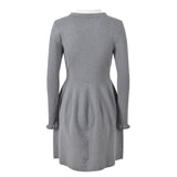 Laila Dress - Figure - Enhancing Silhouette - Elegant Layered Look - Deep V - Neck With Bow Accent - Frilled Cuffs & Bow