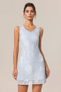 Laila Light Blue Lace Detail Sleeveless Dress for Women
