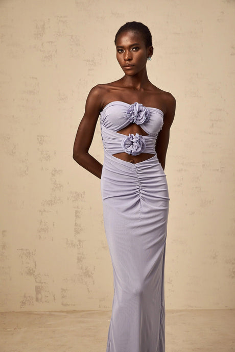 Laila Maxi Dress Lavender 3D - Petal Corset & Ruched