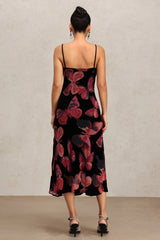 Lana Black Butterfly Print Halter Dress