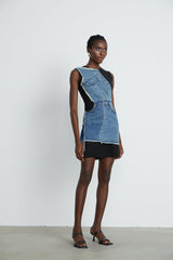 Lana denim patchwork sleeveless dress