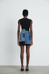 Lana denim patchwork sleeveless dress