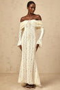 Lana Maxi Dress Floral Lace Train Design Neutrals