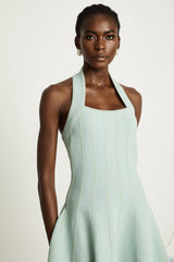 Lana Mini Dress Light Green Halter Flare Knit