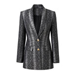 Landry Blazer - Tailored Silhouette - Snake Print Design - Metallic Accents - Slim Fit - Button Details