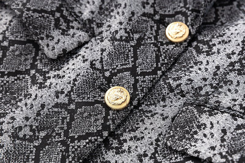Landry Blazer - Tailored Silhouette - Snake Print Design - Metallic Accents - Slim Fit - Button Details