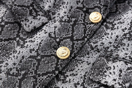 Landry Blazer - Tailored Silhouette - Snake Print Design - Metallic Accents - Slim Fit - Button Details