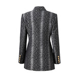 Landry Blazer - Tailored Silhouette - Snake Print Design - Metallic Accents - Slim Fit - Button Details