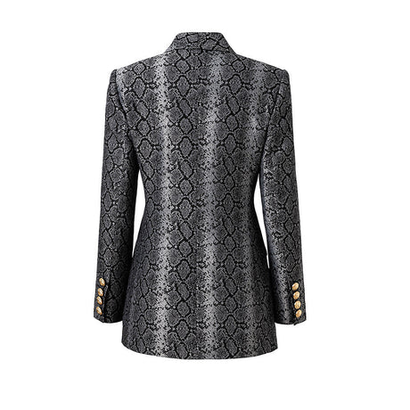 Landry Blazer - Tailored Silhouette - Snake Print Design - Metallic Accents - Slim Fit - Button Details