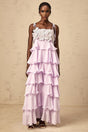 Landry Maxi Dress Purple Sequined 3D - Petal Tiered & Ruffled