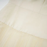Landry Midi Dress White Tulle Bow Crystal Accent Zip Ankle - Length
