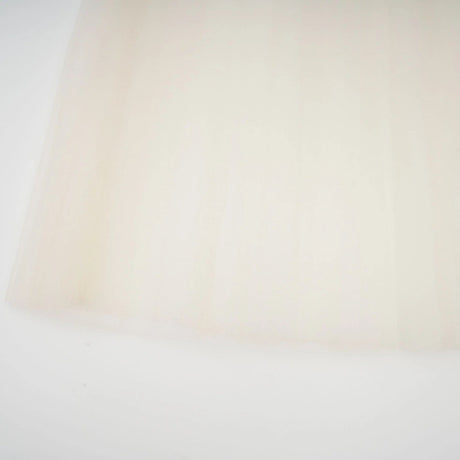 Landry Midi Dress White Tulle Bow Crystal Accent Zip Ankle - Length