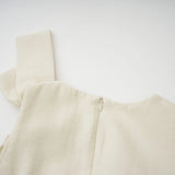 Landry Midi Dress White Tulle Bow Crystal Accent Zip Ankle - Length