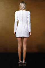 Landry White Sequin Cutout V-Neck Mini Dress