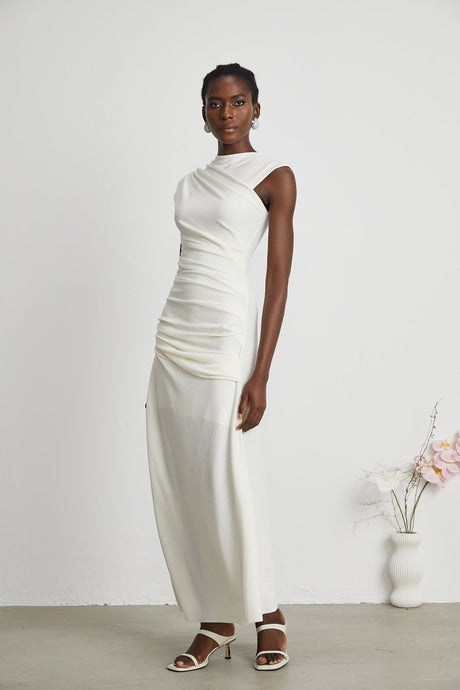 Lanetta jerseyknit draped midi dress