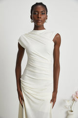 Lanetta jerseyknit draped midi dress