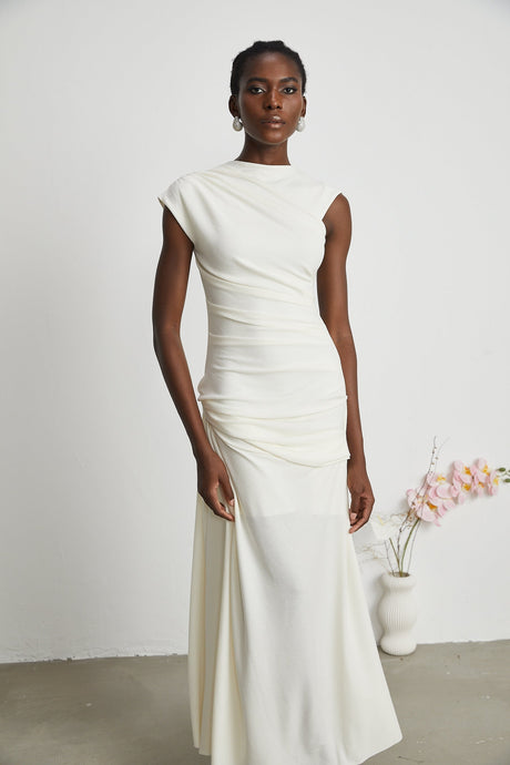 Lanetta jerseyknit draped midi dress