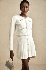 Laura Jacket & Skirt White Crystal Embellished Matching Set