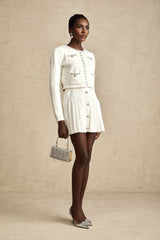 Laura Jacket & Skirt White Crystal Embellished Matching Set