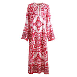 Laura Maxi Dress - Flowing Silhouette - Baroque Print - Loose Fit - Bell Sleeves - Boho - Chic Style