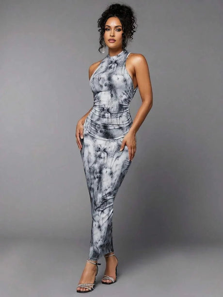 Laura Maxi Dress - Refined Style - Slim Fit - Sleeveless - High Stretch Fabric Elasticity - Ruched - Mid Waist - Premium Quality