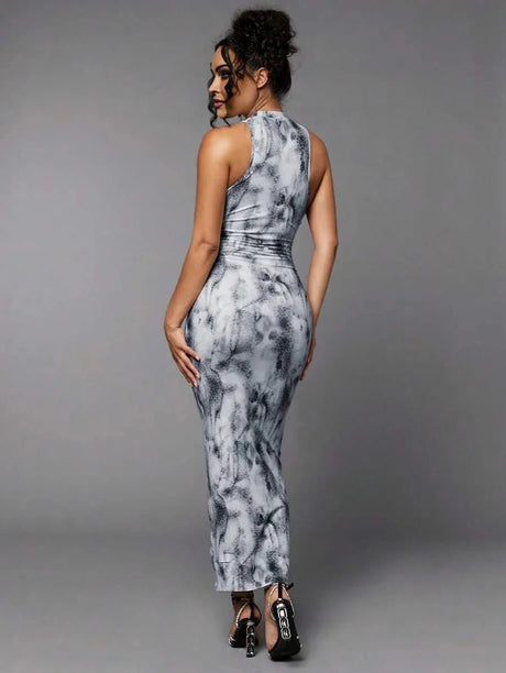 Laura Maxi Dress - Refined Style - Slim Fit - Sleeveless - High Stretch Fabric Elasticity - Ruched - Mid Waist - Premium Quality