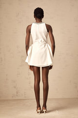 Laura Mini Dress Laura Crystal Layered Asymmetric White Mini Dress