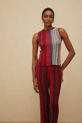 Lauretta Top & Trousers Set - Metallic Threading - Glitter Detailing - Knitted Construction - Fully Pleated