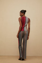 Lauretta Top & Trousers Set - Metallic Threading - Glitter Detailing - Knitted Construction - Fully Pleated