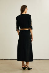 Lavinia Jacket & Skirt Lavinia Floral Applique Crop Jacket & Rear
