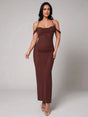 Lavinia Maxi Dress - High Stretch Fabric Elasticity - Slim Fit - Backless, Criss Cross, Draped - Hem Shaped Pencil - Premium Quality