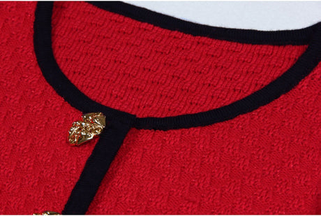 Layla Dress - Flared Skirt With Fitted Bodice - Vintage - Inspired Design - Tailored Waist - Textured Fabric - Gold Button Detailing