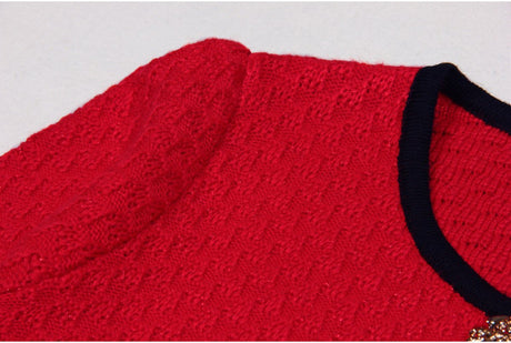 Layla Dress - Flared Skirt With Fitted Bodice - Vintage - Inspired Design - Tailored Waist - Textured Fabric - Gold Button Detailing