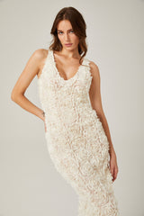 Layla Maxi Dress with Deep V - Neck and Rear Slit