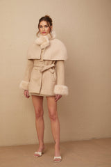 Layla Modern Coat with Detachable Cape and Scarf