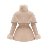 Layla Modern Coat with Detachable Cape and Scarf