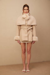 Layla Modern Coat with Detachable Cape and Scarf