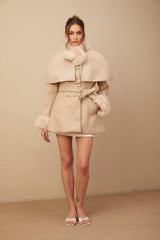 Layla Modern Coat with Detachable Cape and Scarf