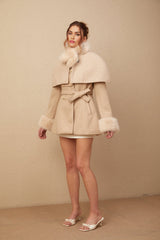Layla Modern Coat with Detachable Cape and Scarf