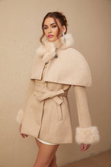 Layla Modern Coat with Detachable Cape and Scarf
