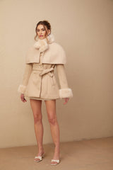 Layla Modern Coat with Detachable Cape and Scarf