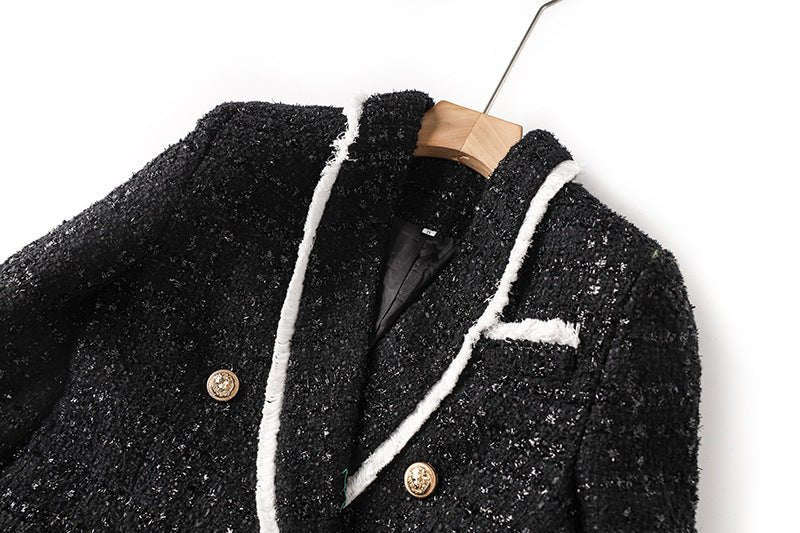 Leah Blazer & Shorts Set - Tailored Suiting - Double - Breasted Design - Structured Fit - Chic Tweed Fabric - Tone Details