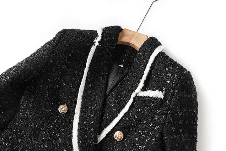 Leah Blazer & Shorts Set - Tailored Suiting - Double - Breasted Design - Structured Fit - Chic Tweed Fabric - Tone Details