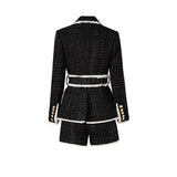 Leah Blazer & Shorts Set - Tailored Suiting - Double - Breasted Design - Structured Fit - Chic Tweed Fabric - Tone Details