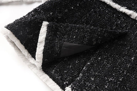 Leah Blazer & Shorts Set - Tailored Suiting - Double - Breasted Design - Structured Fit - Chic Tweed Fabric - Tone Details