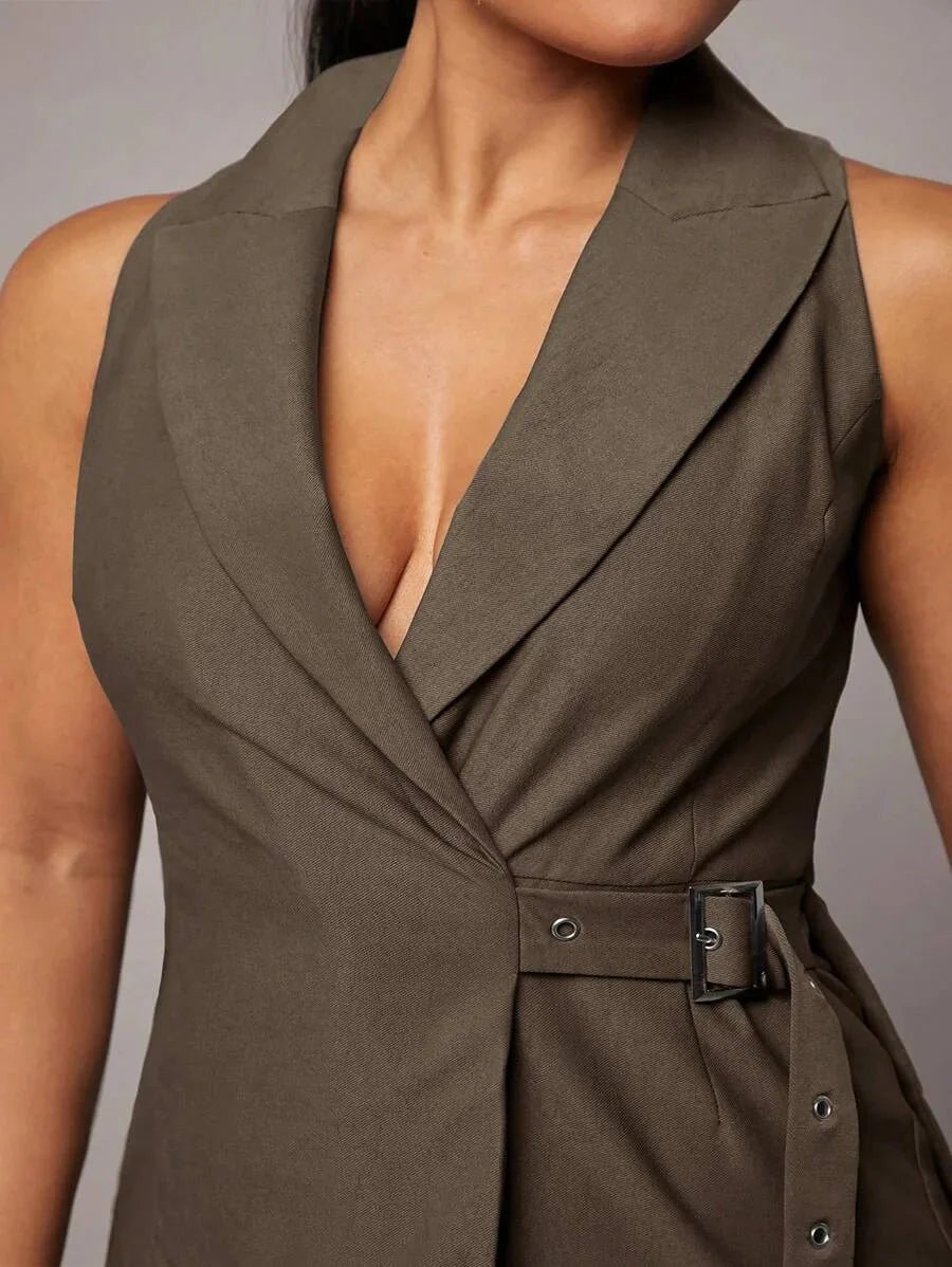 Leona Jumpsuit - Refined Style - Regular Fit - Extra Long Length - Sleeveless - High Waist Waistline - Woven Fabric - Premium Quality