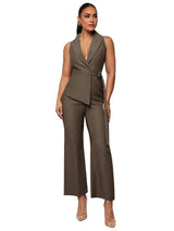 Leona Jumpsuit - Refined Style - Regular Fit - Extra Long Length - Sleeveless - High Waist Waistline - Woven Fabric - Premium Quality