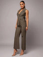 Leona Jumpsuit - Refined Style - Regular Fit - Extra Long Length - Sleeveless - High Waist Waistline - Woven Fabric - Premium Quality