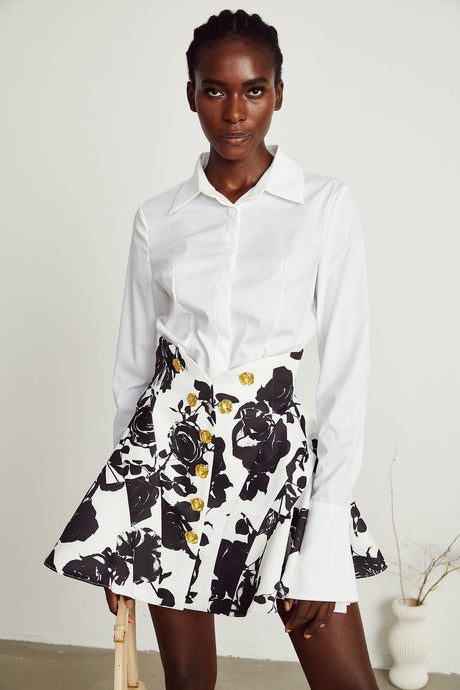 Léonor floralprint shirt  skirt matching set